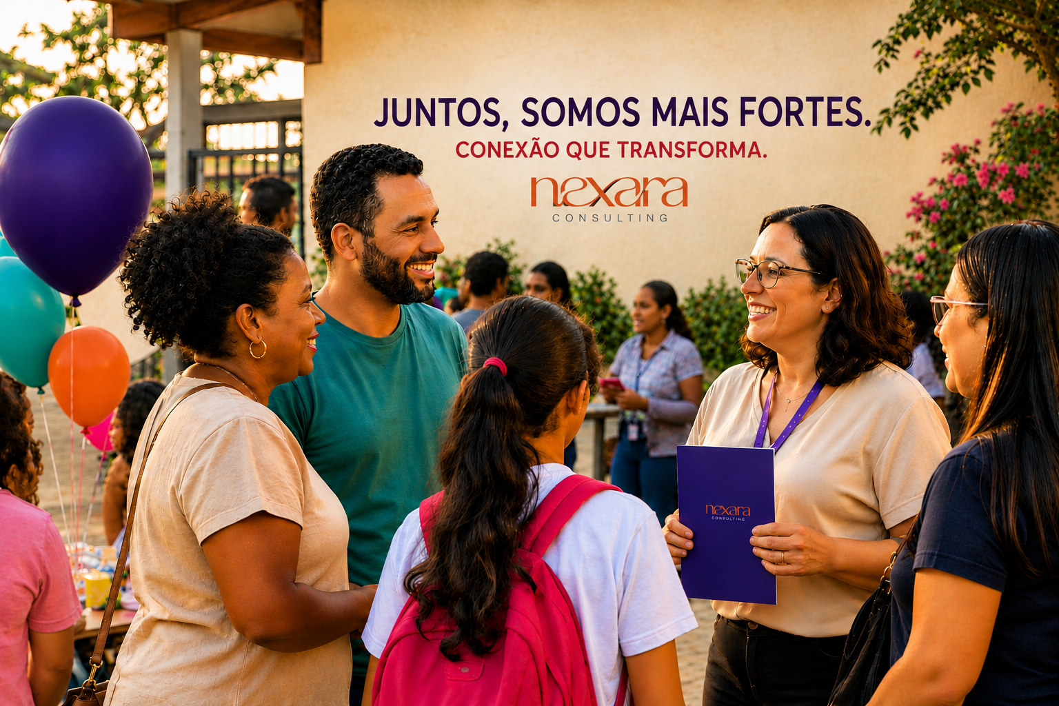Comunidade escolar reunida em um encontro Nexara